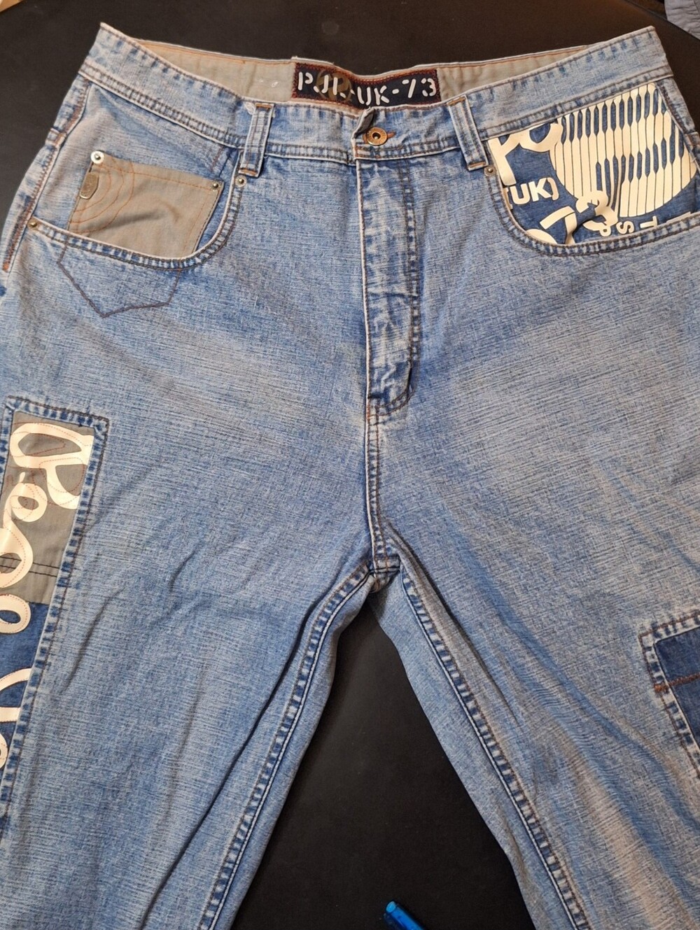 Pepe London Jeans Light Blue Patchwork Denim Trousers Y2k Era